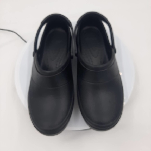 Black Womens work clog Crocs NO HOLES slip resistant W8 - Picture 3 of 8